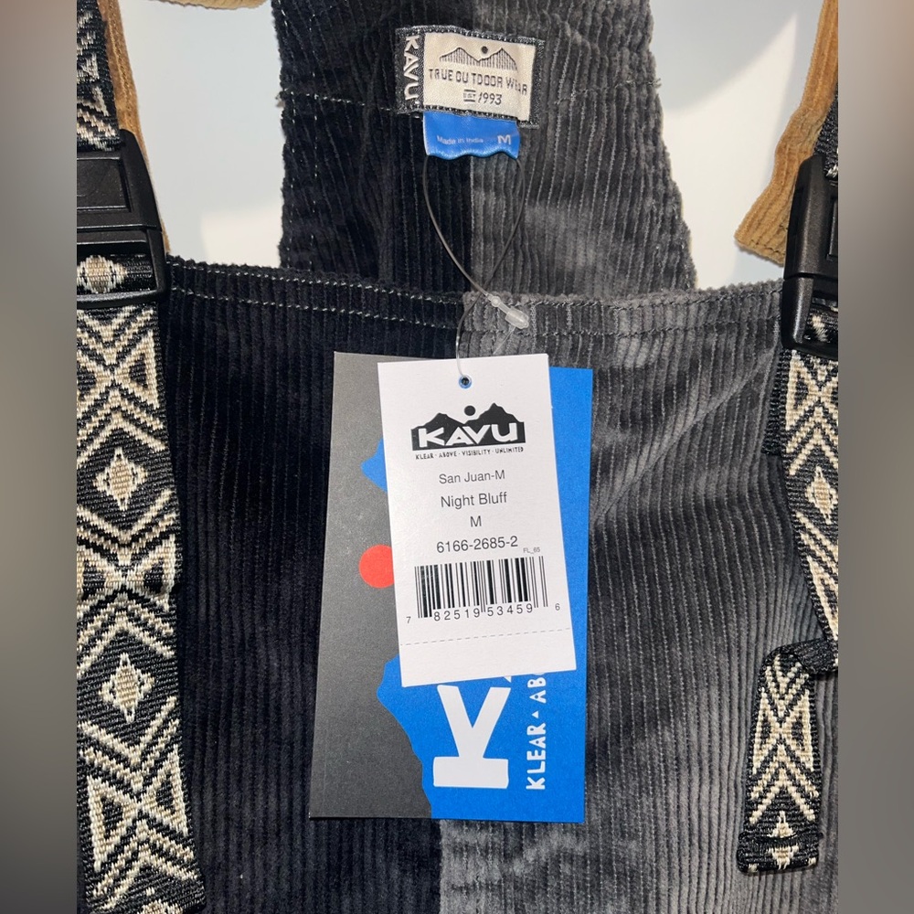 Two-Tone Corduroy Overalls Jumpsuit in Black & Brown - Picture 3 of 5